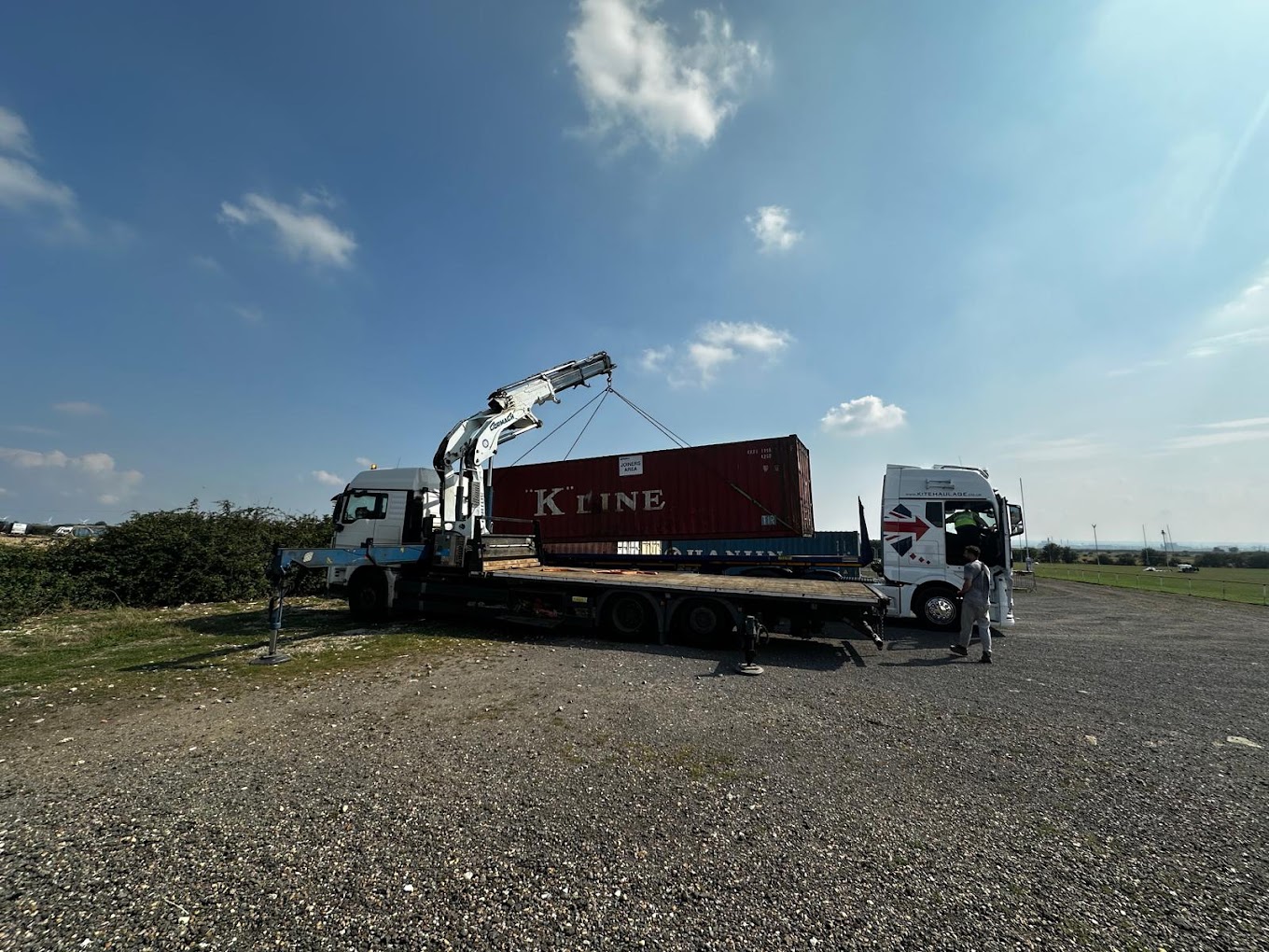 A Arnold Transport HIAB crane operating on a Kent construction site